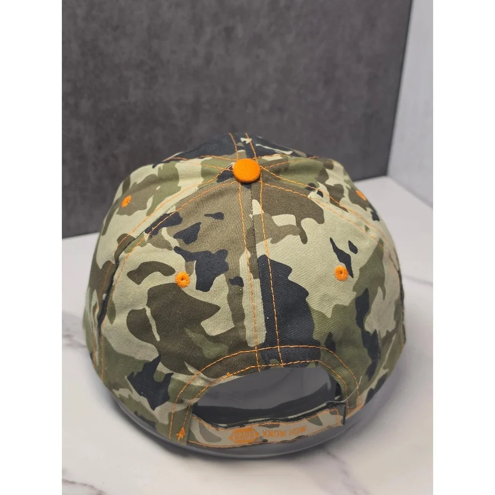 NAPA Outdoors Mens Camouflage Orange Embroidered Logo Baseball Cap Hat